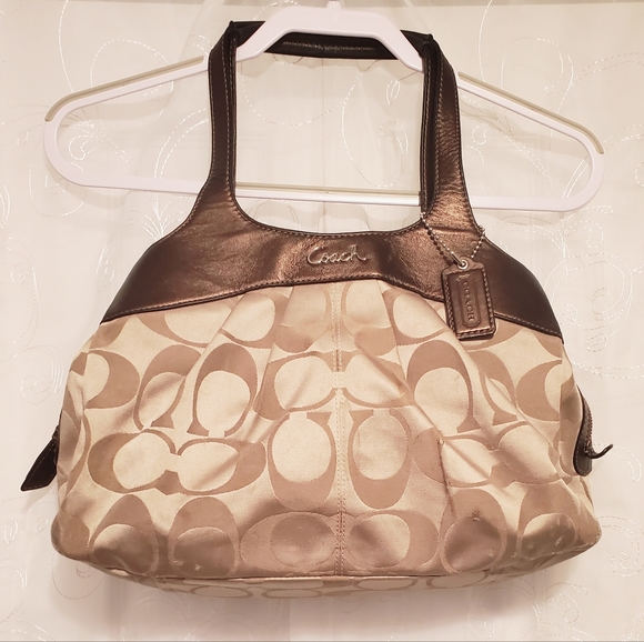 Coach Handbags - 🐊5 for $10🐊 Coach Maggie Signature Sateen and Bronze Leather Shoulder Bag